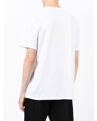 weißes und schwarzes bedrucktes T-Shirt mit einem Rundhalsausschnitt von Armani Exchange