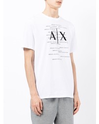 weißes und schwarzes bedrucktes T-Shirt mit einem Rundhalsausschnitt von Armani Exchange