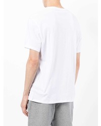 weißes und schwarzes bedrucktes T-Shirt mit einem Rundhalsausschnitt von Armani Exchange