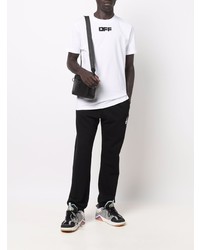 weißes und schwarzes bedrucktes T-Shirt mit einem Rundhalsausschnitt von Off-White