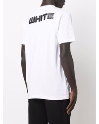 weißes und schwarzes bedrucktes T-Shirt mit einem Rundhalsausschnitt von Off-White