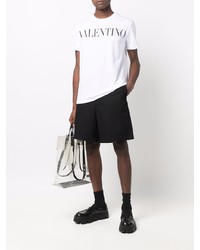 weißes und schwarzes bedrucktes T-Shirt mit einem Rundhalsausschnitt von Valentino