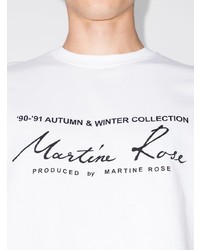 weißes und schwarzes bedrucktes T-Shirt mit einem Rundhalsausschnitt von Martine Rose