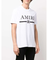 weißes und schwarzes bedrucktes T-Shirt mit einem Rundhalsausschnitt von Amiri