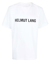 weißes und schwarzes bedrucktes T-Shirt mit einem Rundhalsausschnitt von Helmut Lang