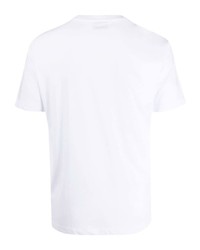 weißes und schwarzes bedrucktes T-Shirt mit einem Rundhalsausschnitt von Ea7 Emporio Armani