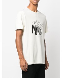 weißes und schwarzes bedrucktes T-Shirt mit einem Rundhalsausschnitt von Moncler