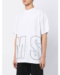 weißes und schwarzes bedrucktes T-Shirt mit einem Rundhalsausschnitt von MSGM