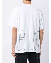 weißes und schwarzes bedrucktes T-Shirt mit einem Rundhalsausschnitt von MSGM