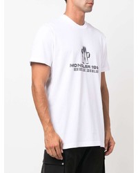 weißes und schwarzes bedrucktes T-Shirt mit einem Rundhalsausschnitt von Moncler Genius