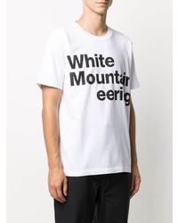 weißes und schwarzes bedrucktes T-Shirt mit einem Rundhalsausschnitt von White Mountaineering