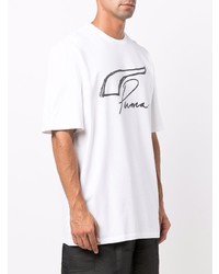 weißes und schwarzes bedrucktes T-Shirt mit einem Rundhalsausschnitt von Puma
