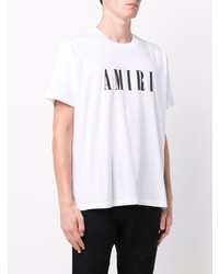 weißes und schwarzes bedrucktes T-Shirt mit einem Rundhalsausschnitt von Amiri