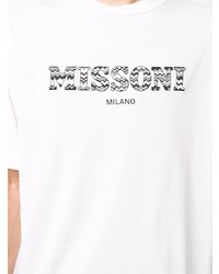 weißes und schwarzes bedrucktes T-Shirt mit einem Rundhalsausschnitt von Missoni