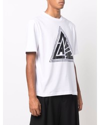 weißes und schwarzes bedrucktes T-Shirt mit einem Rundhalsausschnitt von Lanvin