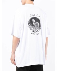 weißes und schwarzes bedrucktes T-Shirt mit einem Rundhalsausschnitt von Vetements