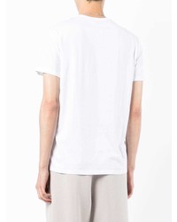 weißes und schwarzes bedrucktes T-Shirt mit einem Rundhalsausschnitt von Armani Exchange