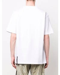 weißes und schwarzes bedrucktes T-Shirt mit einem Rundhalsausschnitt von Vision Of Super