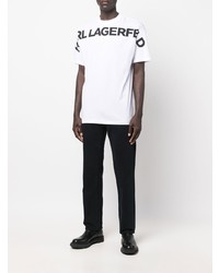 weißes und schwarzes bedrucktes T-Shirt mit einem Rundhalsausschnitt von Karl Lagerfeld