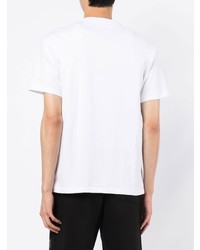 weißes und schwarzes bedrucktes T-Shirt mit einem Rundhalsausschnitt von Chocoolate