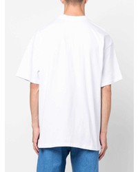 weißes und schwarzes bedrucktes T-Shirt mit einem Rundhalsausschnitt von MSGM