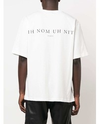 weißes und schwarzes bedrucktes T-Shirt mit einem Rundhalsausschnitt von Ih Nom Uh Nit