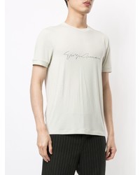 weißes und schwarzes bedrucktes T-Shirt mit einem Rundhalsausschnitt von Giorgio Armani