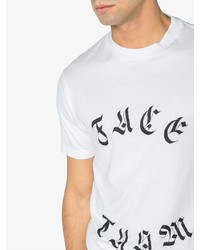 weißes und schwarzes bedrucktes T-Shirt mit einem Rundhalsausschnitt von Facetasm