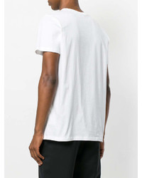 weißes und schwarzes bedrucktes T-Shirt mit einem Rundhalsausschnitt von Les Benjamins