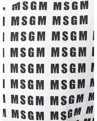 weißes und schwarzes bedrucktes T-Shirt mit einem Rundhalsausschnitt von MSGM