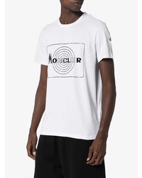 weißes und schwarzes bedrucktes T-Shirt mit einem Rundhalsausschnitt von Moncler