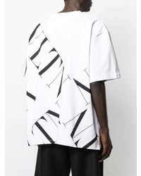 weißes und schwarzes bedrucktes T-Shirt mit einem Rundhalsausschnitt von Valentino