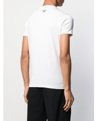 weißes und schwarzes bedrucktes T-Shirt mit einem Rundhalsausschnitt von Emporio Armani