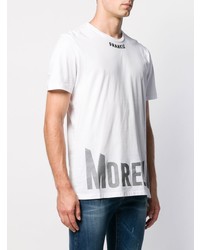 weißes und schwarzes bedrucktes T-Shirt mit einem Rundhalsausschnitt von Frankie Morello