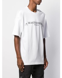 weißes und schwarzes bedrucktes T-Shirt mit einem Rundhalsausschnitt von Mastermind World