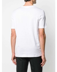 weißes und schwarzes bedrucktes T-Shirt mit einem Rundhalsausschnitt von Salvatore Ferragamo