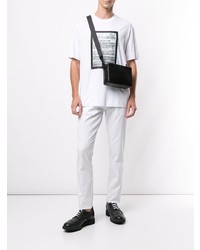 weißes und schwarzes bedrucktes T-Shirt mit einem Rundhalsausschnitt von Emporio Armani