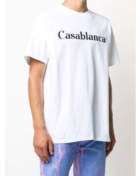 weißes und schwarzes bedrucktes T-Shirt mit einem Rundhalsausschnitt von Casablanca