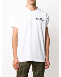 weißes und schwarzes bedrucktes T-Shirt mit einem Rundhalsausschnitt von Helmut Lang