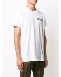 weißes und schwarzes bedrucktes T-Shirt mit einem Rundhalsausschnitt von Helmut Lang