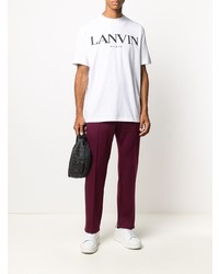 weißes und schwarzes bedrucktes T-Shirt mit einem Rundhalsausschnitt von Lanvin