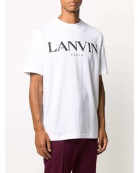 weißes und schwarzes bedrucktes T-Shirt mit einem Rundhalsausschnitt von Lanvin