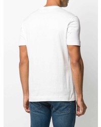 weißes und schwarzes bedrucktes T-Shirt mit einem Rundhalsausschnitt von Emporio Armani