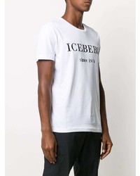 weißes und schwarzes bedrucktes T-Shirt mit einem Rundhalsausschnitt von Iceberg