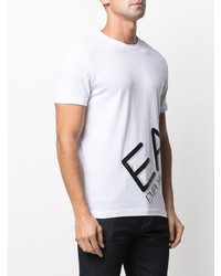 weißes und schwarzes bedrucktes T-Shirt mit einem Rundhalsausschnitt von Emporio Armani