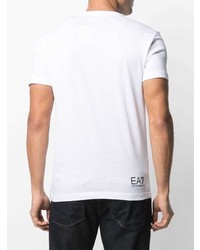 weißes und schwarzes bedrucktes T-Shirt mit einem Rundhalsausschnitt von Emporio Armani