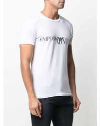 weißes und schwarzes bedrucktes T-Shirt mit einem Rundhalsausschnitt von Emporio Armani