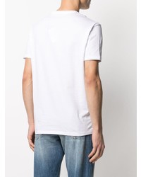 weißes und schwarzes bedrucktes T-Shirt mit einem Rundhalsausschnitt von Armani Exchange