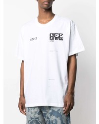 weißes und schwarzes bedrucktes T-Shirt mit einem Rundhalsausschnitt von Off-White