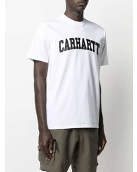 weißes und schwarzes bedrucktes T-Shirt mit einem Rundhalsausschnitt von Carhartt WIP